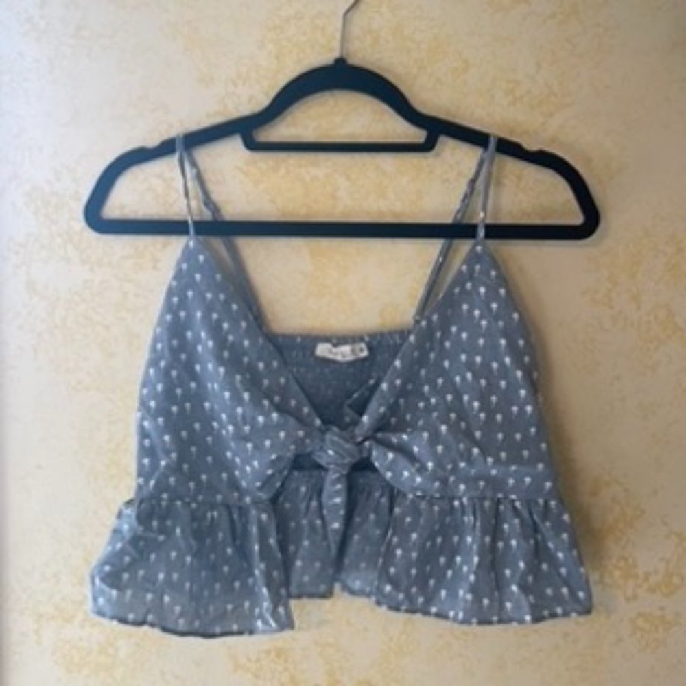 Women's Tie-Front Blue & White Tank Top (Women's Size Small)